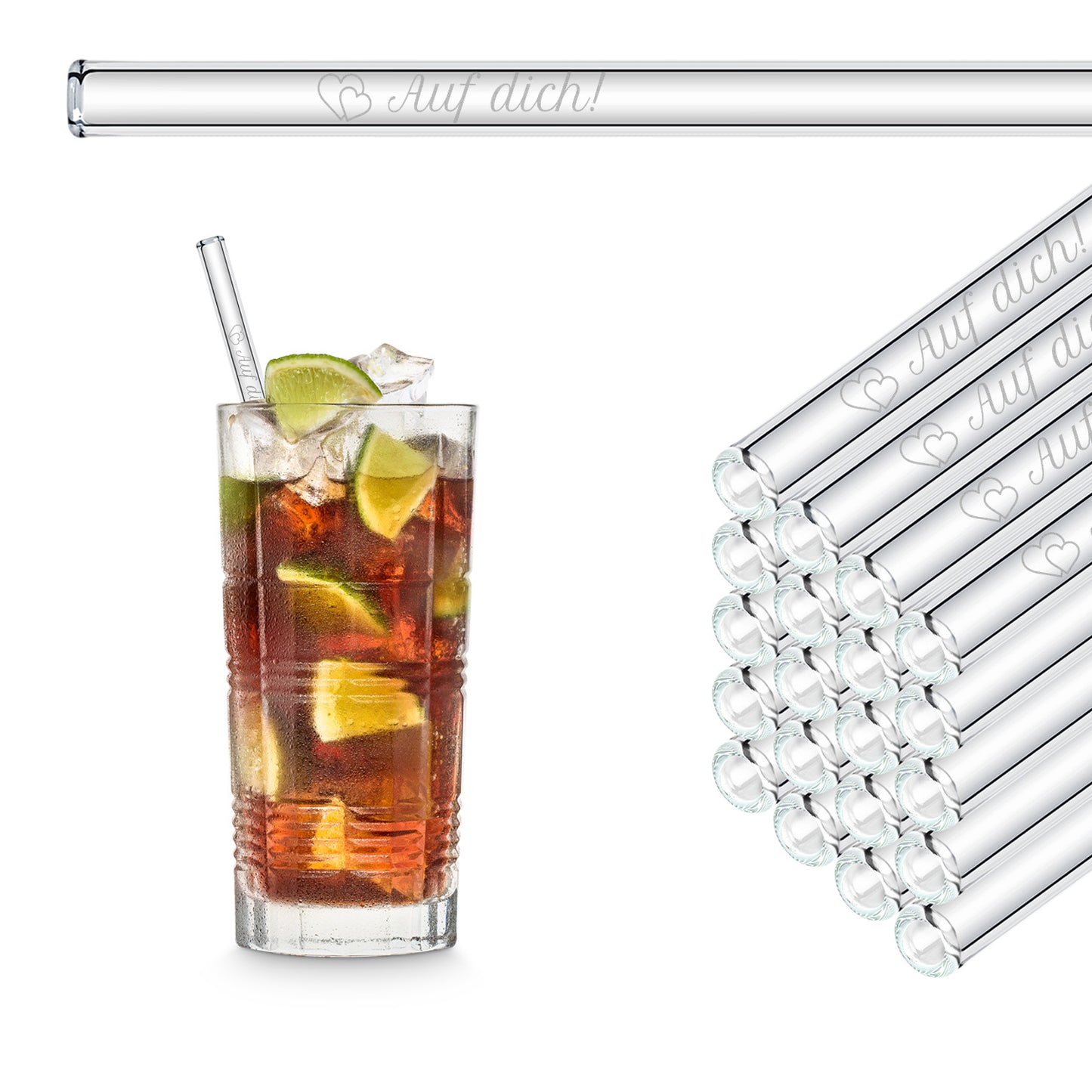 On you! Engraved glass straws - saying guest gift for wedding guests