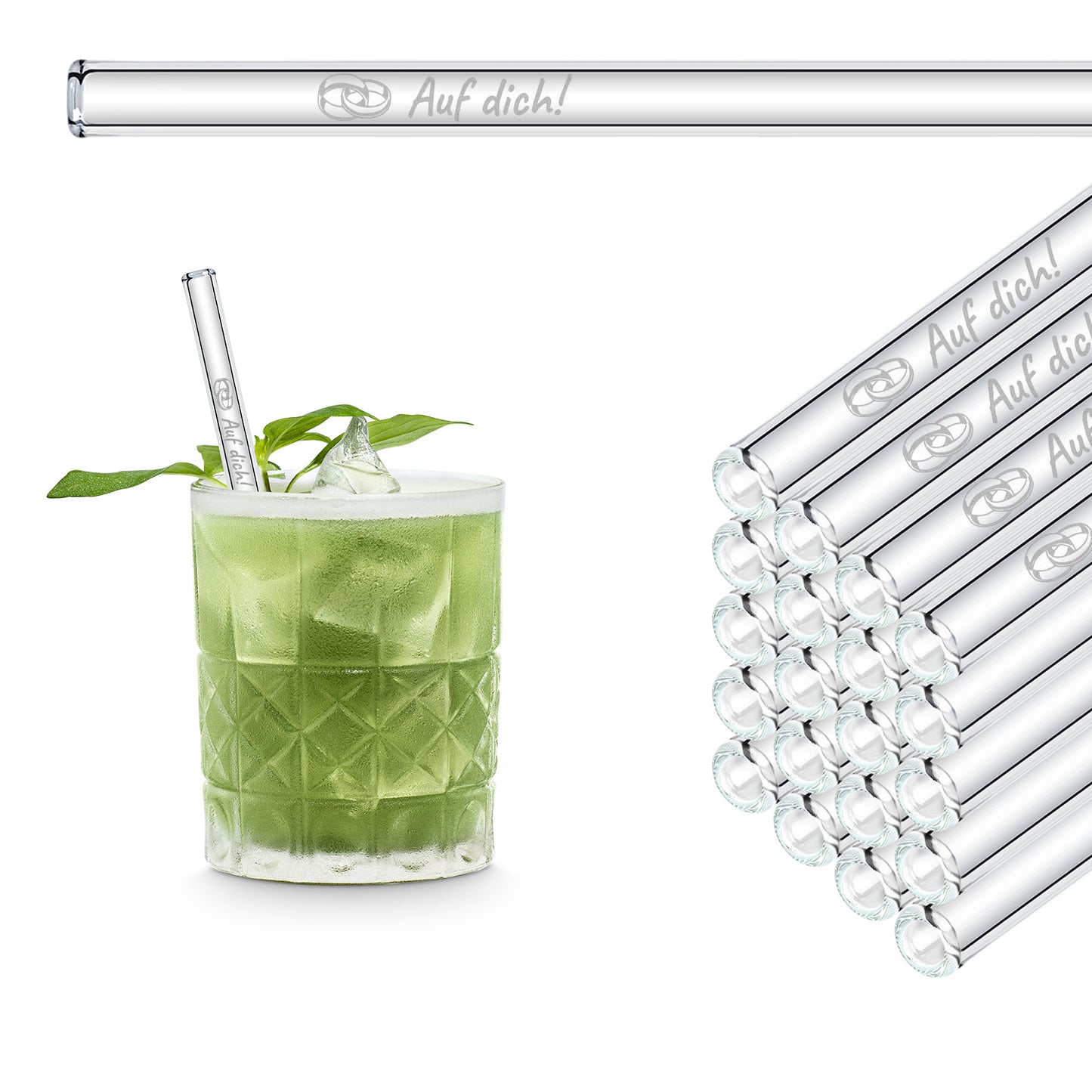 On you! Engraved glass straws - saying guest gift for wedding guests