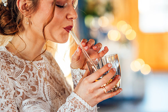 On you! Engraved glass straws - saying guest gift for wedding guests