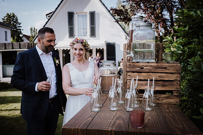 Voilà pour aimer ! Pailles en verre gravées - Cadeau d'invité pour les invités du mariage